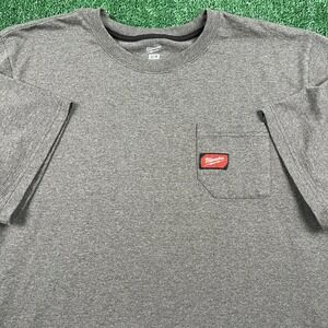 Milwaukee T-Shirt Men's 2XL Gray Short Sleeve Pocket Workwear Crewneck Cotton